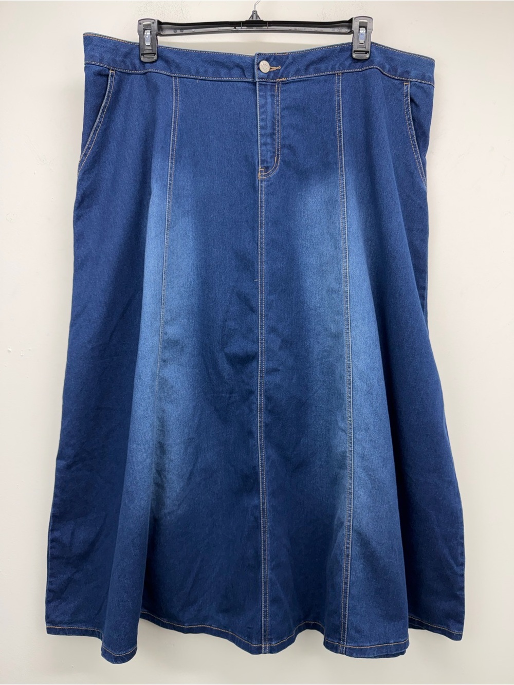 Cato plus size 24W Women’s Boho Chic Modern Bohemian Blue Denim A-line Skirt